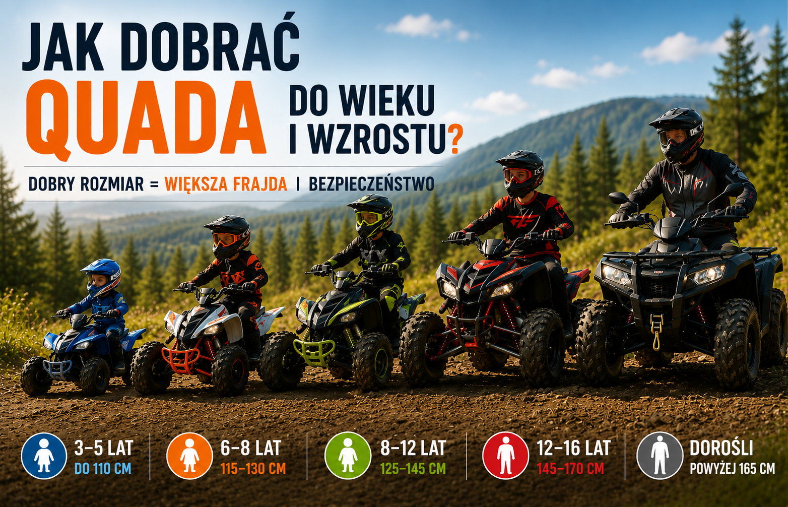 Jak dobrać wielkość quada do wieku i wzrostu dziecka lub osoby dorosłej?